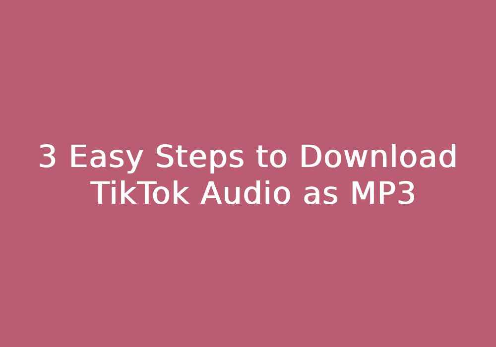 3 Steps to Download TikTok Audio as MP3